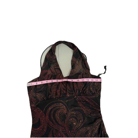 Taboo Black Red Glitter Halter Dress Gown Whimsigoth Y2K Dark Fairycore Size L - Picture 8 of 8